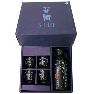 Kafuh Japanese Sake Set of 5 Bottle and Cups Original Box Never Used